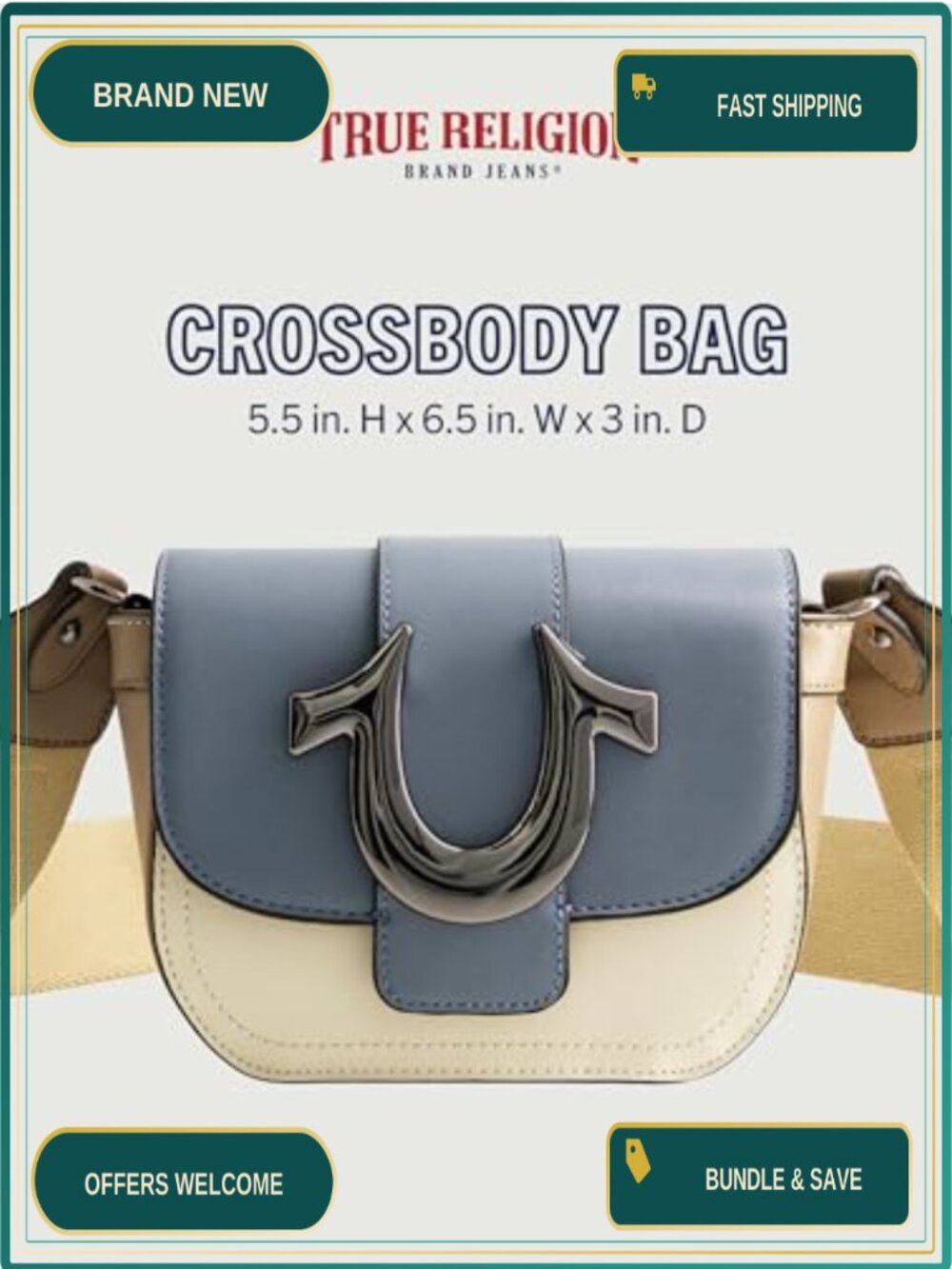Mini Flap Crossbody Bag Adjustable Strap Crossbody Purse Horseshoe Logo - Picture 2 of 6